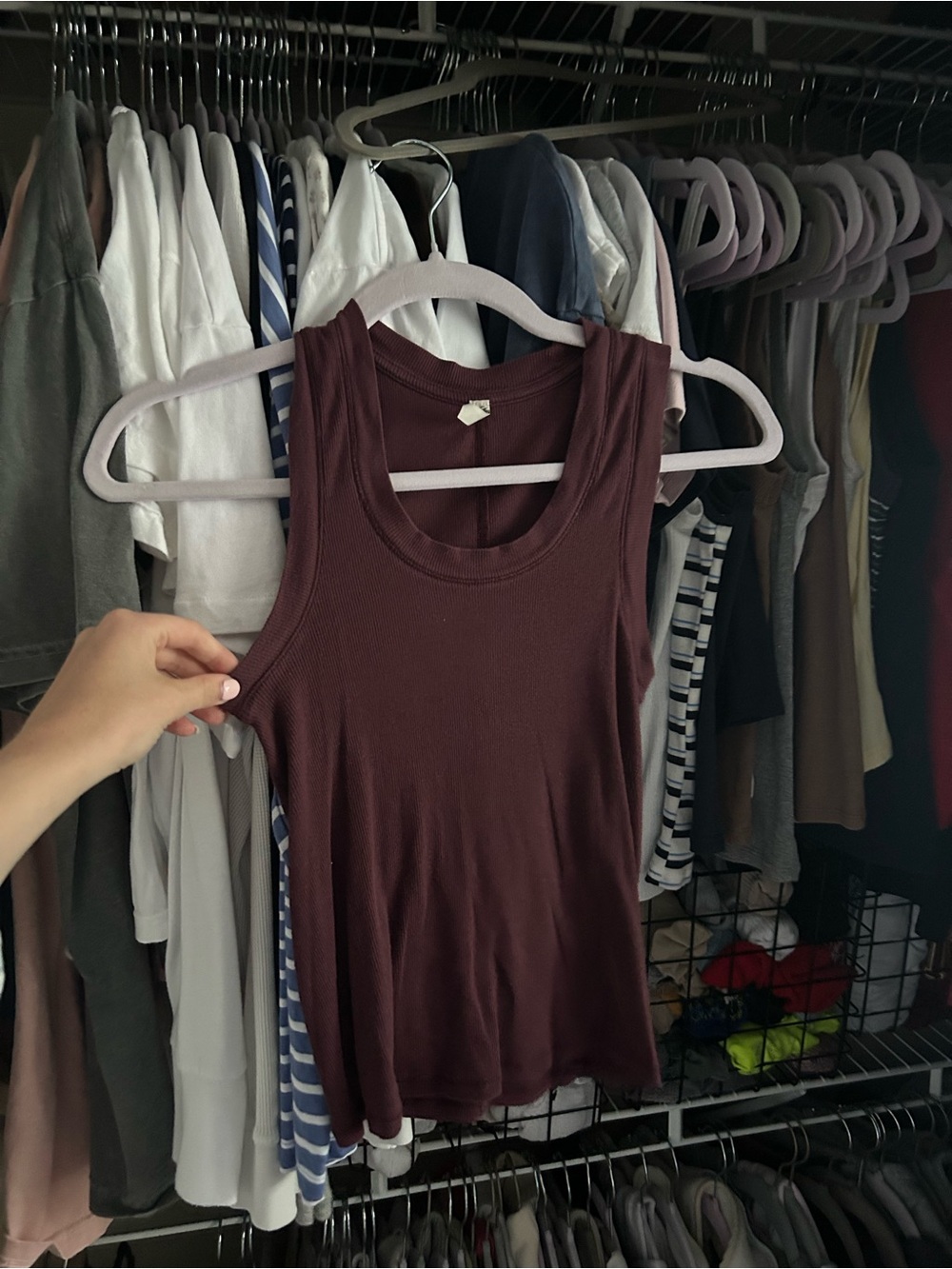 Free People Ribbed Scoop Neck Tank - eggplant